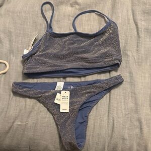 Aerie Blue and Gold Bikini Set